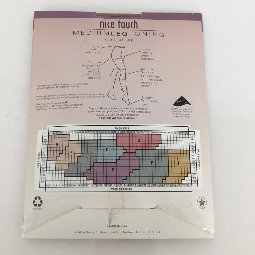 Vintage Nice Touch Set of 2 Control Top Nude Pantyhose Size D, E NEW & Kneehighs